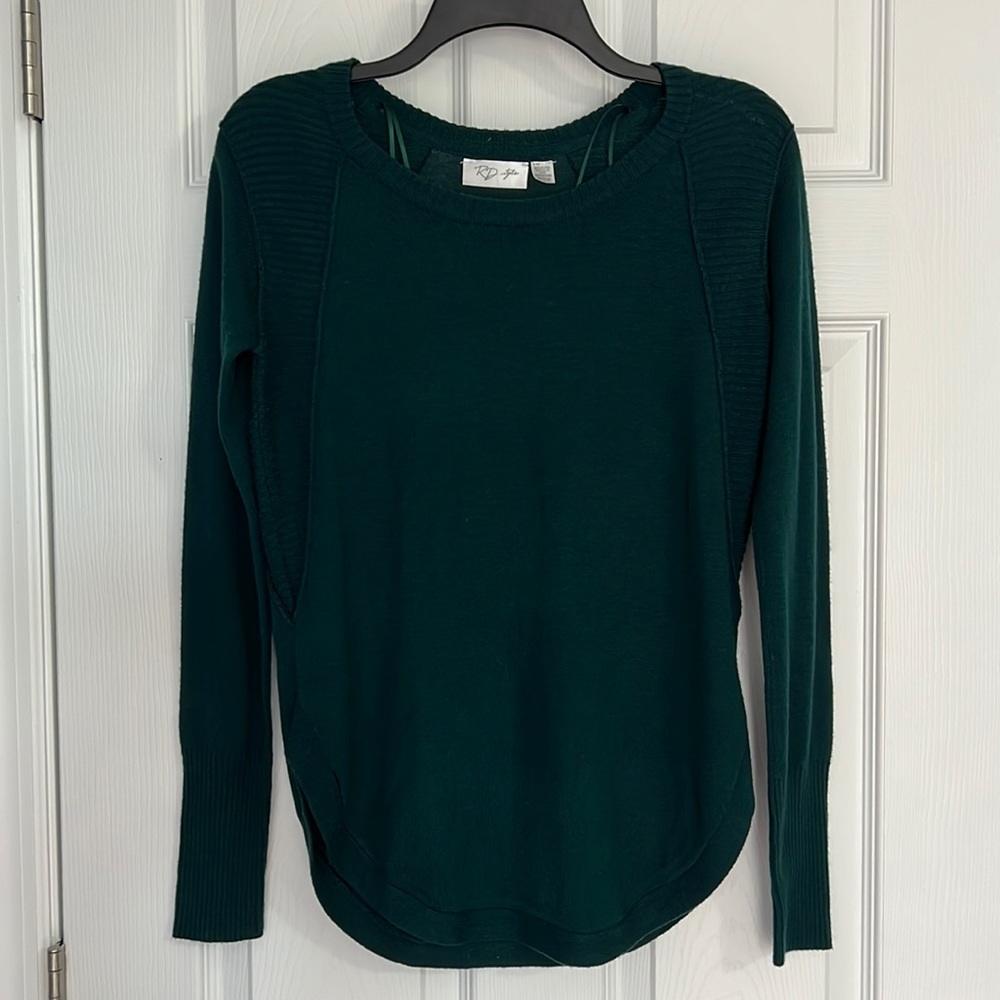RD Style-Ribbed pullover, dark green, Womens XS